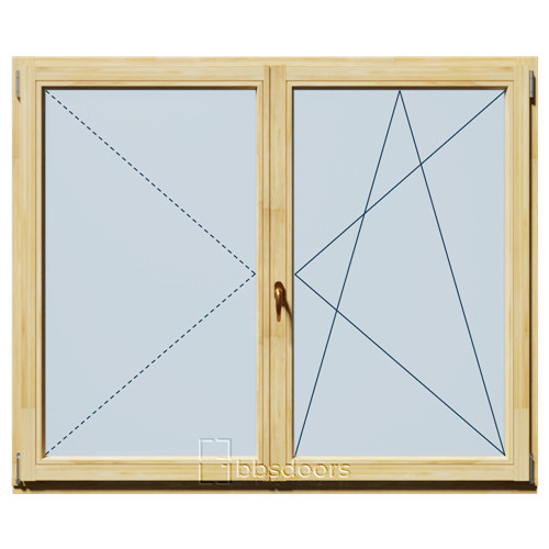 DT68 180x150 Középenfelnyíló Bukó-Nyíló fa ablak jobb