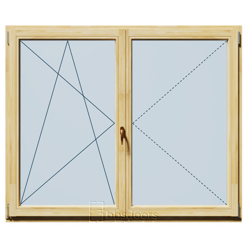 DT68 180x150 Középenfelnyíló Bukó-Nyíló fa ablak bal