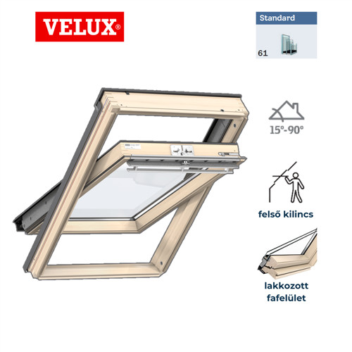 VELUX STANDARD 78x118 GLL 1061 felső kilincses tetőtéri ablak