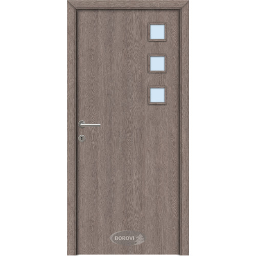 Jeriko CPL beltéri ajtó 94x206 cm, Gladstone tölgy színű, savmart üveg, UTH 7,5 tok, bal