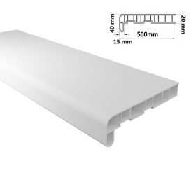 Finesa 500 mm-es anyagában fehér, kamrás PVC párkány