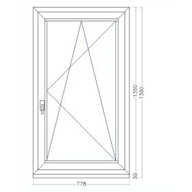  LINEAR 77,8x135 bukó-nyíló műanyag ablak jobb 2 rétegű üveg