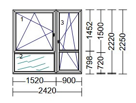 GEALAN S8000 242x225 egyedi szerkezet 2 rétegű üveg
