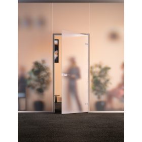   Dual-Office szálcsiszolt, keret nélküli üvegajtó üvegfallal, egyedi méretben