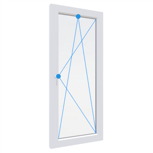 W5K 90x210 Bukó-Nyíló műanyag erkélyajtó jobb 2 rétegű üveg