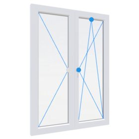   W5K 150x210 Középenfelnyíló Bukó-Nyíló műanyag erkélyajtó jobb 2 rétegű üveg